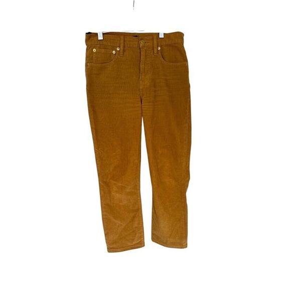 J Crew Womens Corduroy Ankle Straight Pant Size 26 Mustard Yellow Brown Stretch - Picture 1 of 5